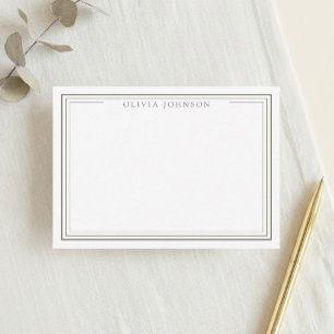 Elegant Minimalist Monogram Olive Green Border Card