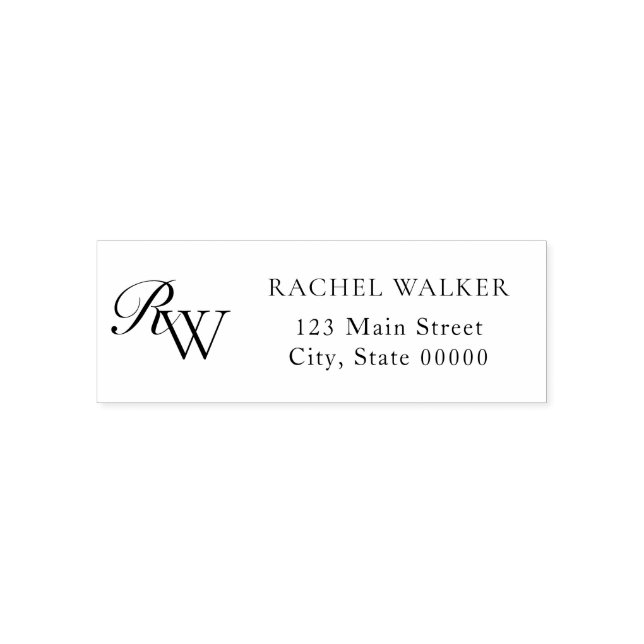 Elegant Minimalist Monogram Return Address Self-inking Stamp (Design)