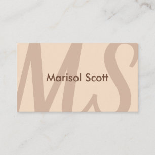 Elegant Minimalist Monogram Soft Beige Stylish  Business Card