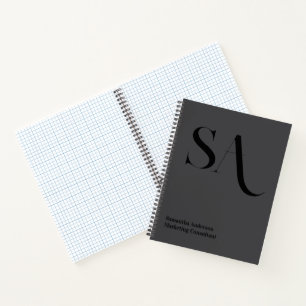 Elegant Minimalist Monogram Spiral Notebook