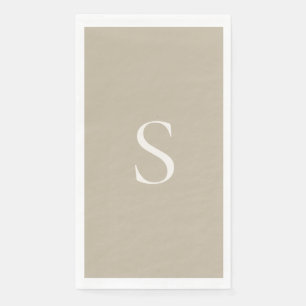 Elegant Minimalist Monogram Taupe & Cream Napkin
