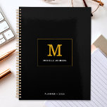 Elegant Minimalist Monogram Text Black Gold Planner<br><div class="desc">Customise the text, and easily create your personalised planner. Click EDIT DESIGN to change the background colour or text colour. You can TRANSFER this DESIGN to other Zazzle products and adjust it to fit most Zazzle items. Standard Studio designs are made in high-resolution graphics for professional print. Thank you for...</div>