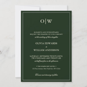 Elegant Minimalist Monogram Wedding Invitation