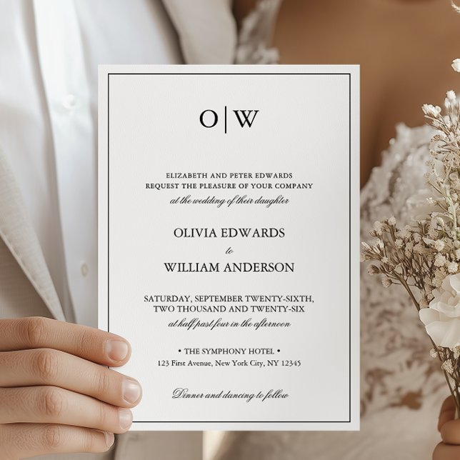 Elegant Minimalist Monogram Wedding Invitation (Creator Uploaded)