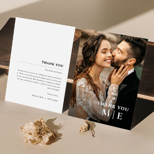 Elegant Minimalist Monogram Wedding Thank You Card