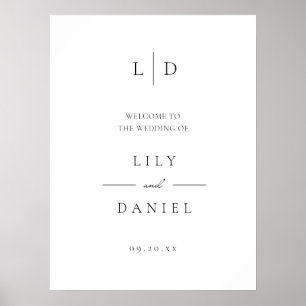 Elegant Minimalist Monogram Wedding Welcome Sign