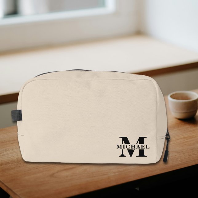 Elegant Minimalist Monogrammed Gift | Beige Dopp Kit (Creator Uploaded)