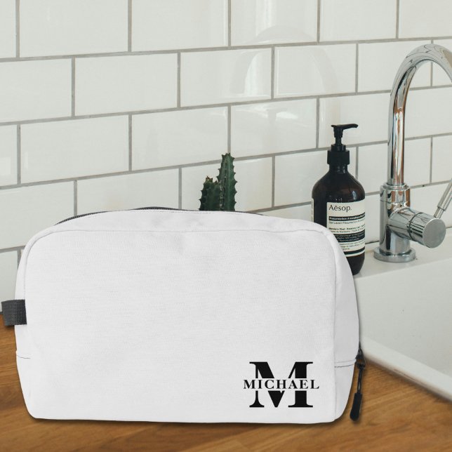 Elegant Minimalist Monogrammed Gift | Grey Dopp Kit (Creator Uploaded)