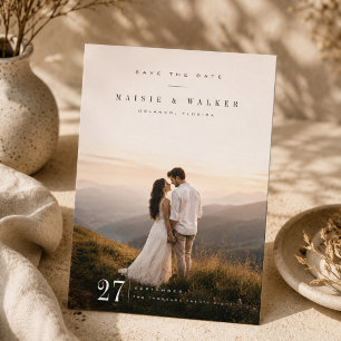 Elegant Minimalist Mountain Wedding Photo Save The Date