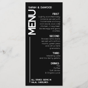 Elegant Minimalist Muslim Black White Wedding Menu