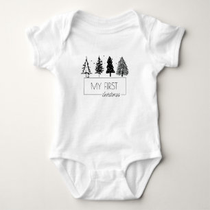 Elegant Minimalist My First Christmas Baby Bodysuit
