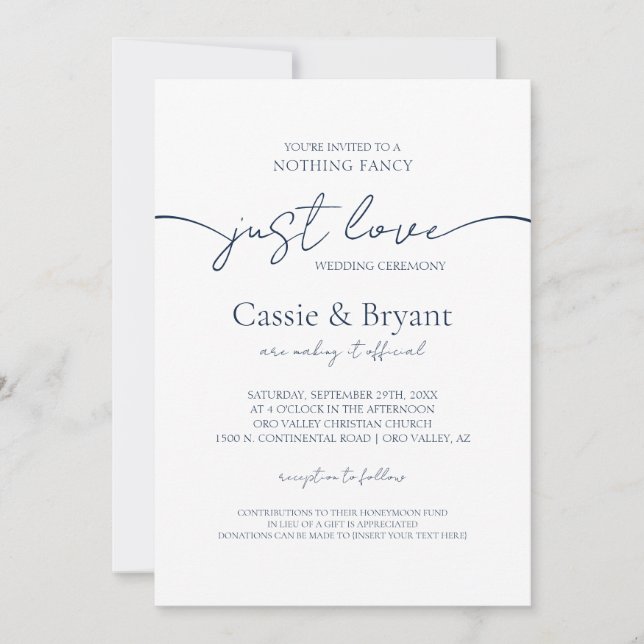 Elegant Minimalist Navy Blue Modern Photo Wedding Invitation (Front)