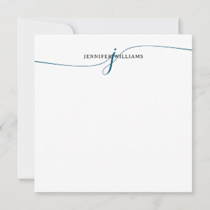 Elegant Minimalist Navy Blue Script Monogram Card