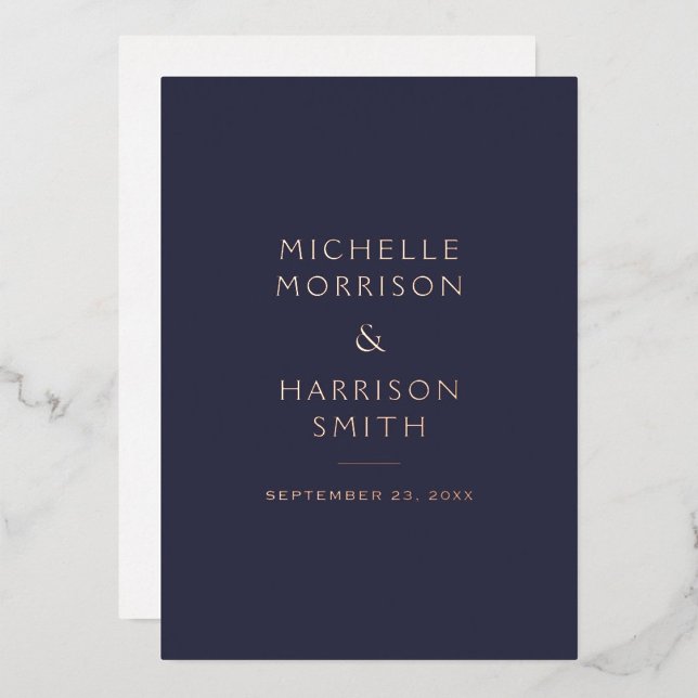Elegant Minimalist Navy Blue Wedding Rose Gold (Creator Uploaded)
