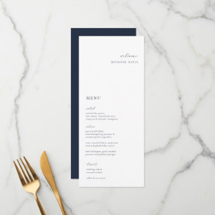 Elegant Minimalist Navy Wedding Place Card Menu