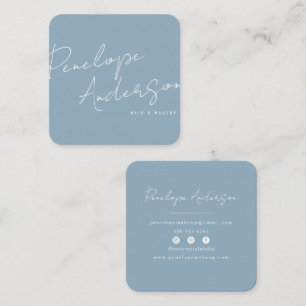 Elegant Minimalist Neutral Blue Boho Chic Modern Square Business Card