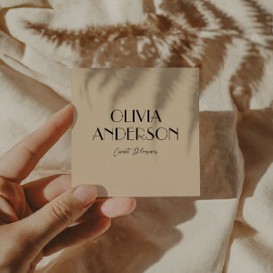 Elegant Minimalist Neutral Cream Boho Chic Modern Square Business Card