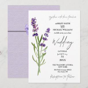 Elegant Minimalist New Fashion Lavender Wedding Invitation