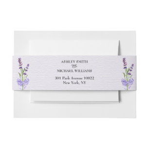 Elegant Minimalist New Fashion Lavender Wedding Invitation Belly Band