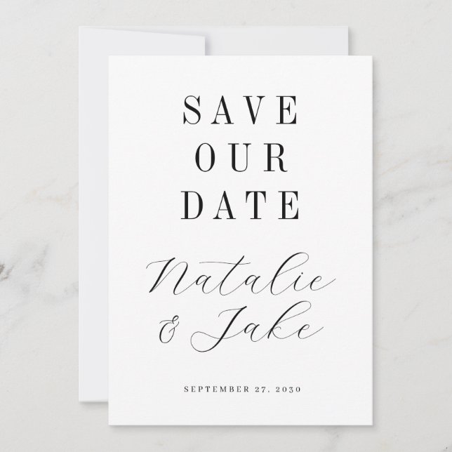 Elegant Minimalist Non Photo Wedding Save The Date (Front)