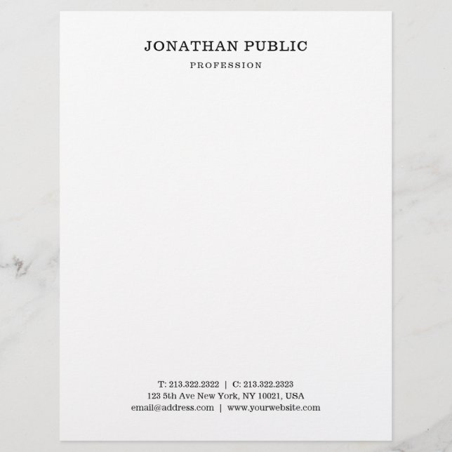 Elegant Minimalist Nostalgic Look Professional Custom Letterhead (Front)