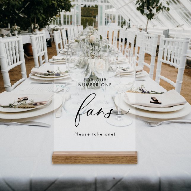 Elegant Minimalist Number One Fans Wedding Wooden Acrylic Sign (Creator Uploaded)