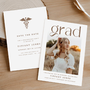 Elegant Minimalist Nursing Graduation Party Photo Invitation