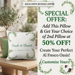 Elegant Minimalist Olive Branch Custom Couples Cushion