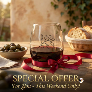 Elegant Minimalist Olive Branch Custom Estate Stemless Wine Glass