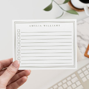 Elegant Minimalist Olive Green Checkbox To Do List Card