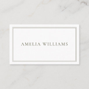 Elegant Minimalist Olive Green Two Border Business Card
