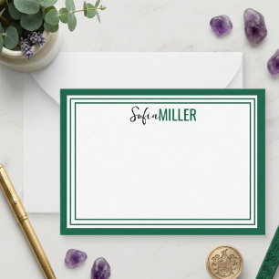 Elegant Minimalist Olive Green Two Border Card
