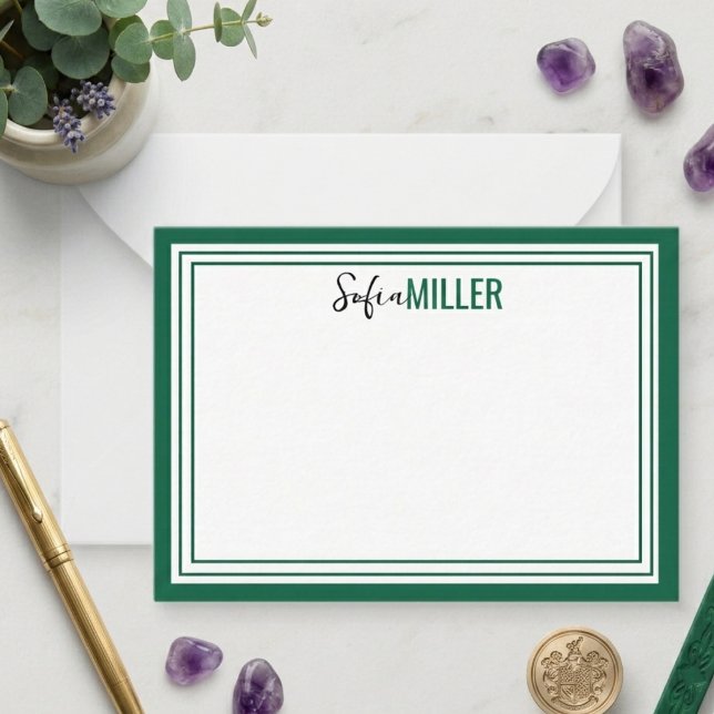 Elegant Minimalist Olive Green Two Border Card (Elegant Minimalist Olive Green Two Border Note Card
)