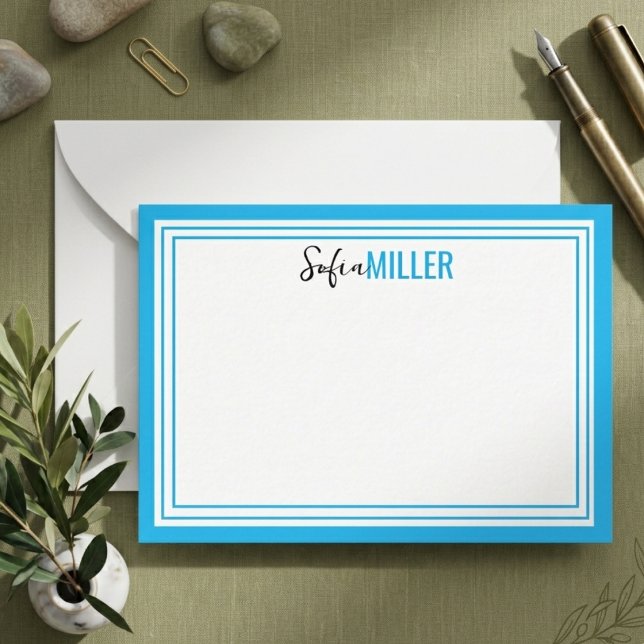 Elegant Minimalist Olive Green Two Border Card (Elegant Minimalist Olive Green Two Border Note Card
)