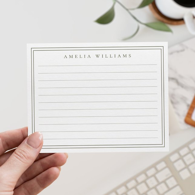 Elegant Minimalist Olive Green Two Border Ruled Card (Creator Uploaded)