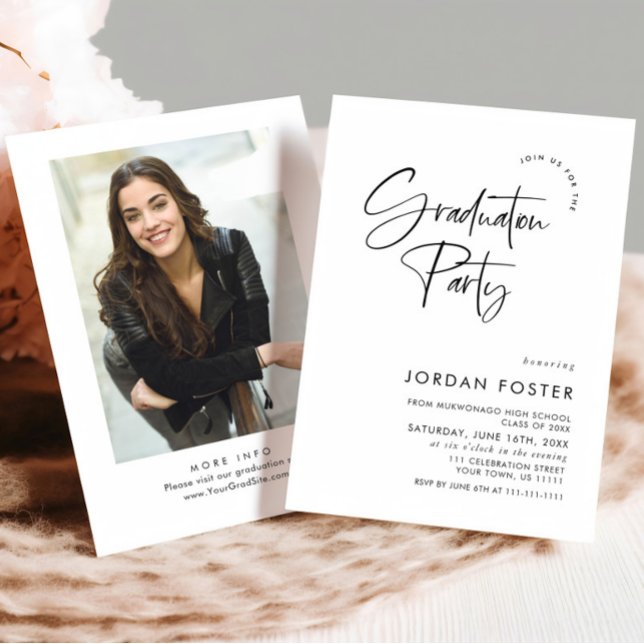 Elegant Minimalist One PHOTO Graduation Party Invitation (Creator Uploaded)