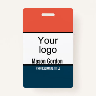 Elegant, minimalist orange blue ID badge