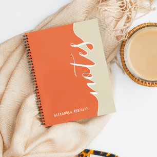 Elegant Minimalist Orange & Grey Script Typography Notebook