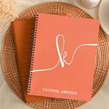 Elegant Minimalist Orange Script Monogram Bullet