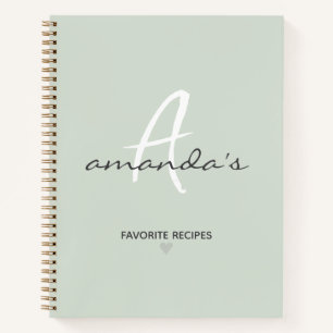 Elegant Minimalist Pale Green Recipe Notebook