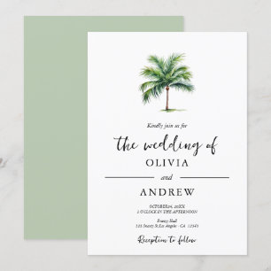 Elegant Minimalist Palm Tree Wedding Invitation