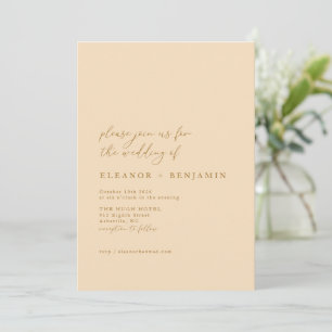 Elegant Minimalist Pastel Honey Gold Chic Wedding Invitation