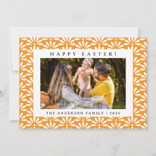 Elegant Minimalist Pattern Happy Easter 1 Photo Holiday Card