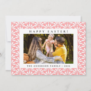 Elegant Minimalist Pattern Happy Easter 1 Photo Holiday Card