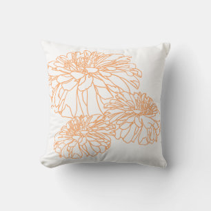 Elegant minimalist peachy orange florals cushion