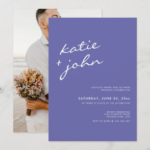 Elegant Minimalist Periwinkle Blue Wedding Invitation