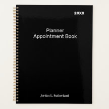 Elegant Minimalist Personalised Logo Black Planner