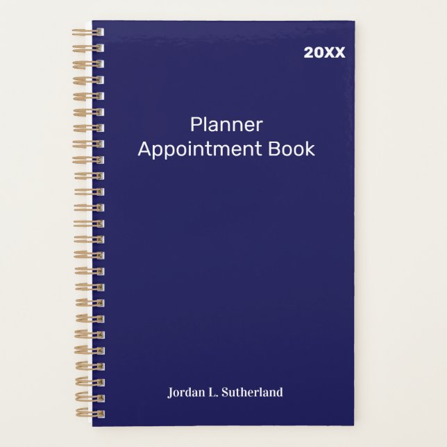 Elegant Minimalist Personalised Logo Blue Planner (Front)