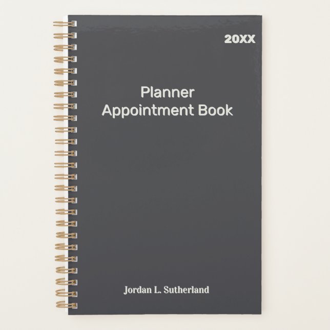 Elegant Minimalist Personalised Logo Grey  Planner (Front)