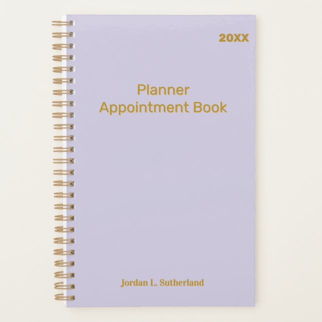 Elegant Minimalist Personalised Logo Pale Purple  Planner (Front)